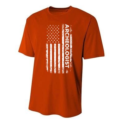 American Flag Archaeologist Funny Archaeology Gift Performance Sprint T-Shirt