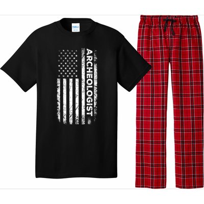 American Flag Archaeologist Funny Archaeology Gift Pajama Set