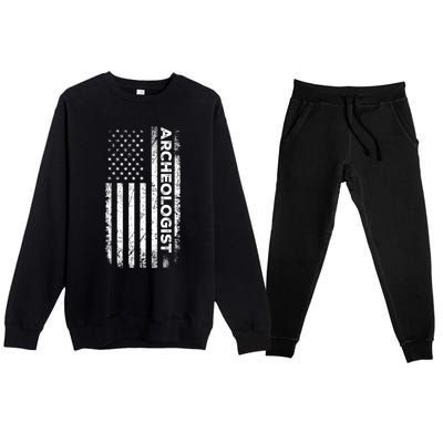 American Flag Archaeologist Funny Archaeology Gift Premium Crewneck Sweatsuit Set