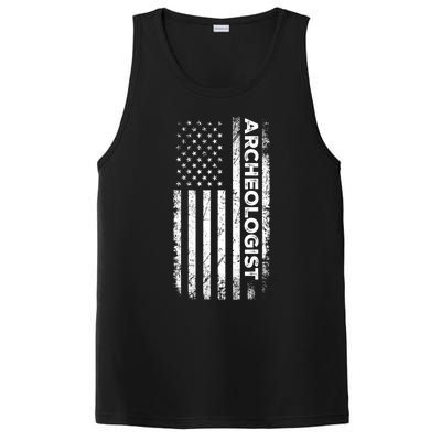 American Flag Archaeologist Funny Archaeology Gift PosiCharge Competitor Tank