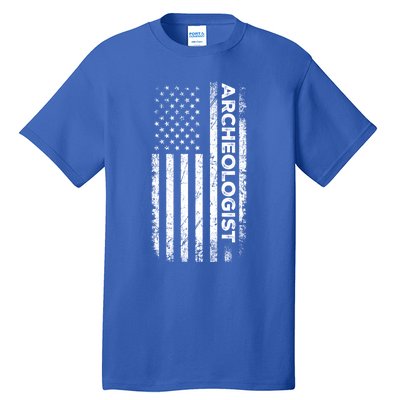 American Flag Archaeologist Funny Archaeology Gift Tall T-Shirt