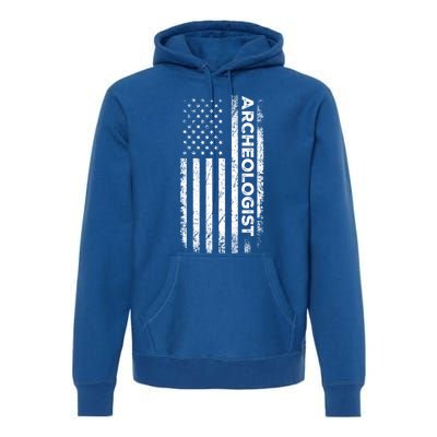 American Flag Archaeologist Funny Archaeology Gift Premium Hoodie