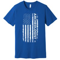 American Flag Archaeologist Funny Archaeology Gift Premium T-Shirt