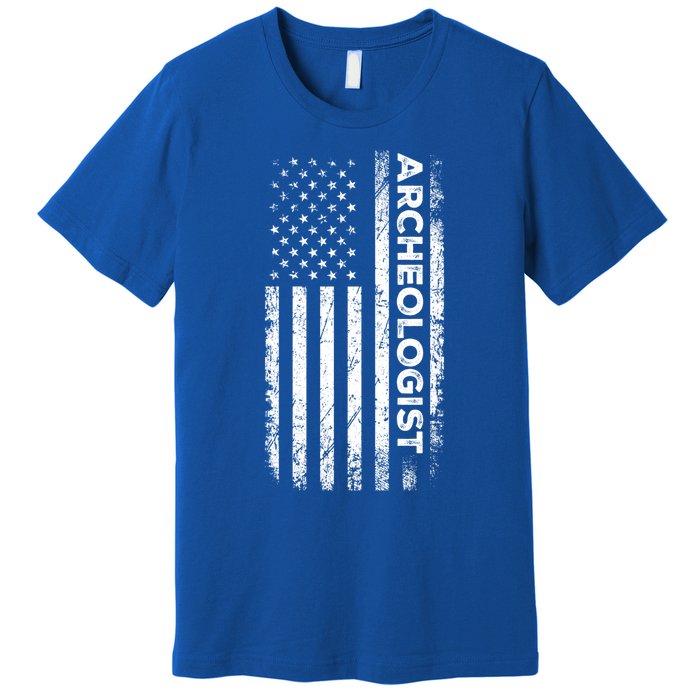 American Flag Archaeologist Funny Archaeology Gift Premium T-Shirt