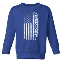 American Flag Archaeologist Funny Archaeology Gift Toddler Sweatshirt