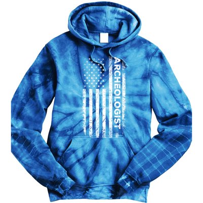 American Flag Archaeologist Funny Archaeology Gift Tie Dye Hoodie