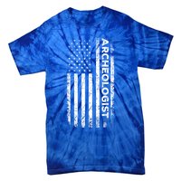 American Flag Archaeologist Funny Archaeology Gift Tie-Dye T-Shirt