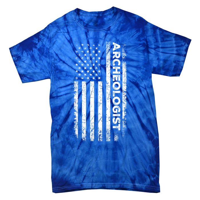 American Flag Archaeologist Funny Archaeology Gift Tie-Dye T-Shirt