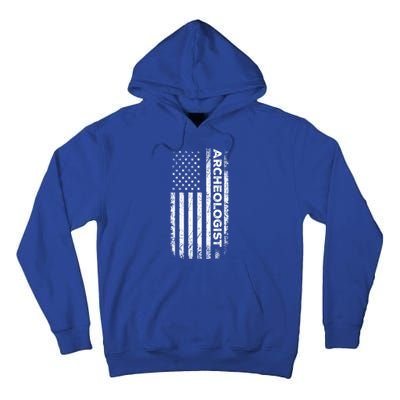 American Flag Archaeologist Funny Archaeology Gift Tall Hoodie