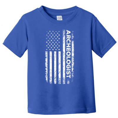 American Flag Archaeologist Funny Archaeology Gift Toddler T-Shirt