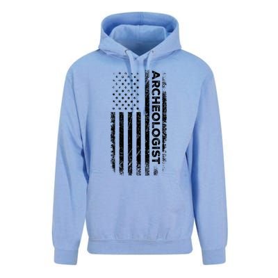 American Flag Archaeologist Funny Archaeology Gift Unisex Surf Hoodie