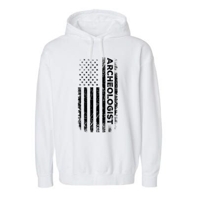 American Flag Archaeologist Funny Archaeology Gift Garment-Dyed Fleece Hoodie