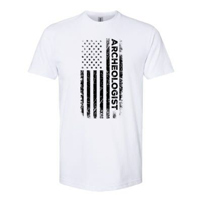 American Flag Archaeologist Funny Archaeology Gift Softstyle CVC T-Shirt