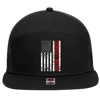 American Flag Army Combat Medic Great Gift 7 Panel Mesh Trucker Snapback Hat