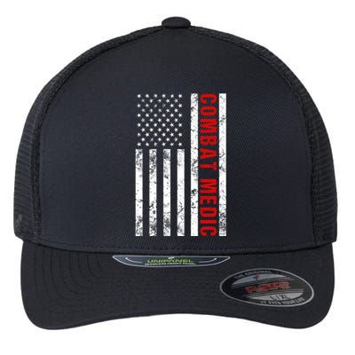 American Flag Army Combat Medic Great Gift Flexfit Unipanel Trucker Cap