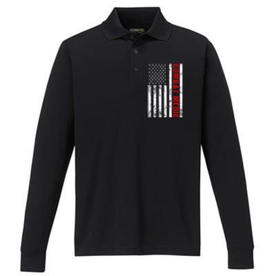 American Flag Army Combat Medic Great Gift Performance Long Sleeve Polo