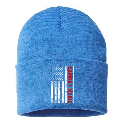 American Flag Army Combat Medic Great Gift Sustainable Knit Beanie