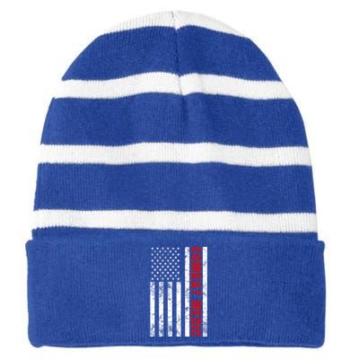 American Flag Army Combat Medic Great Gift Striped Beanie with Solid Band