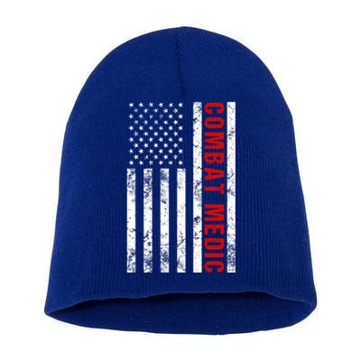 American Flag Army Combat Medic Great Gift Short Acrylic Beanie