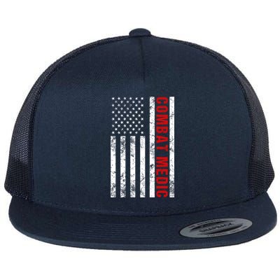 American Flag Army Combat Medic Great Gift Flat Bill Trucker Hat