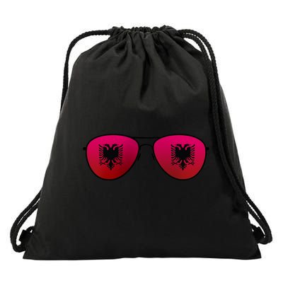 Albania Flag Aviator Sunglasses Drawstring Bag
