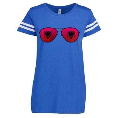 Albania Flag Aviator Sunglasses Enza Ladies Jersey Football T-Shirt