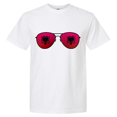 Albania Flag Aviator Sunglasses Garment-Dyed Heavyweight T-Shirt