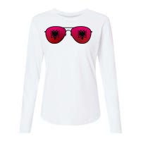 Albania Flag Aviator Sunglasses Womens Cotton Relaxed Long Sleeve T-Shirt