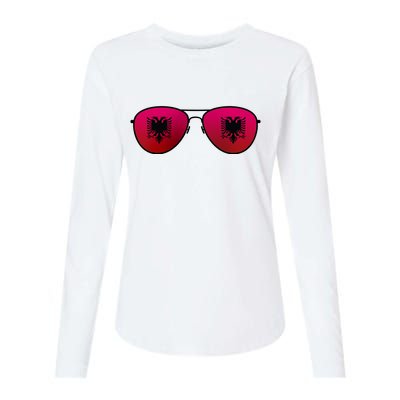 Albania Flag Aviator Sunglasses Womens Cotton Relaxed Long Sleeve T-Shirt