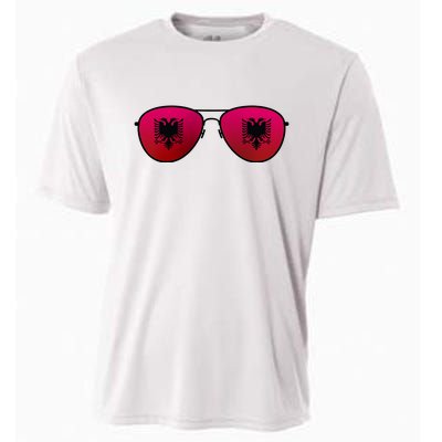 Albania Flag Aviator Sunglasses Cooling Performance Crew T-Shirt