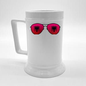 Albania Flag Aviator Sunglasses Beer Stein