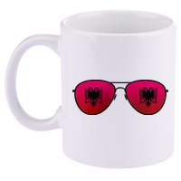Albania Flag Aviator Sunglasses 11oz C Handle Ceramic Mug