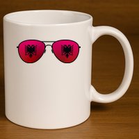 Albania Flag Aviator Sunglasses 11oz C Handle Ceramic Mug