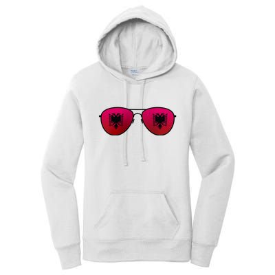 Albania Flag Aviator Sunglasses Women's Pullover Hoodie