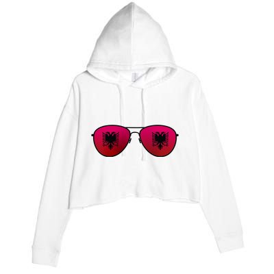 Albania Flag Aviator Sunglasses Crop Fleece Hoodie