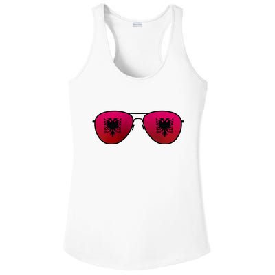 Albania Flag Aviator Sunglasses Ladies PosiCharge Competitor Racerback Tank