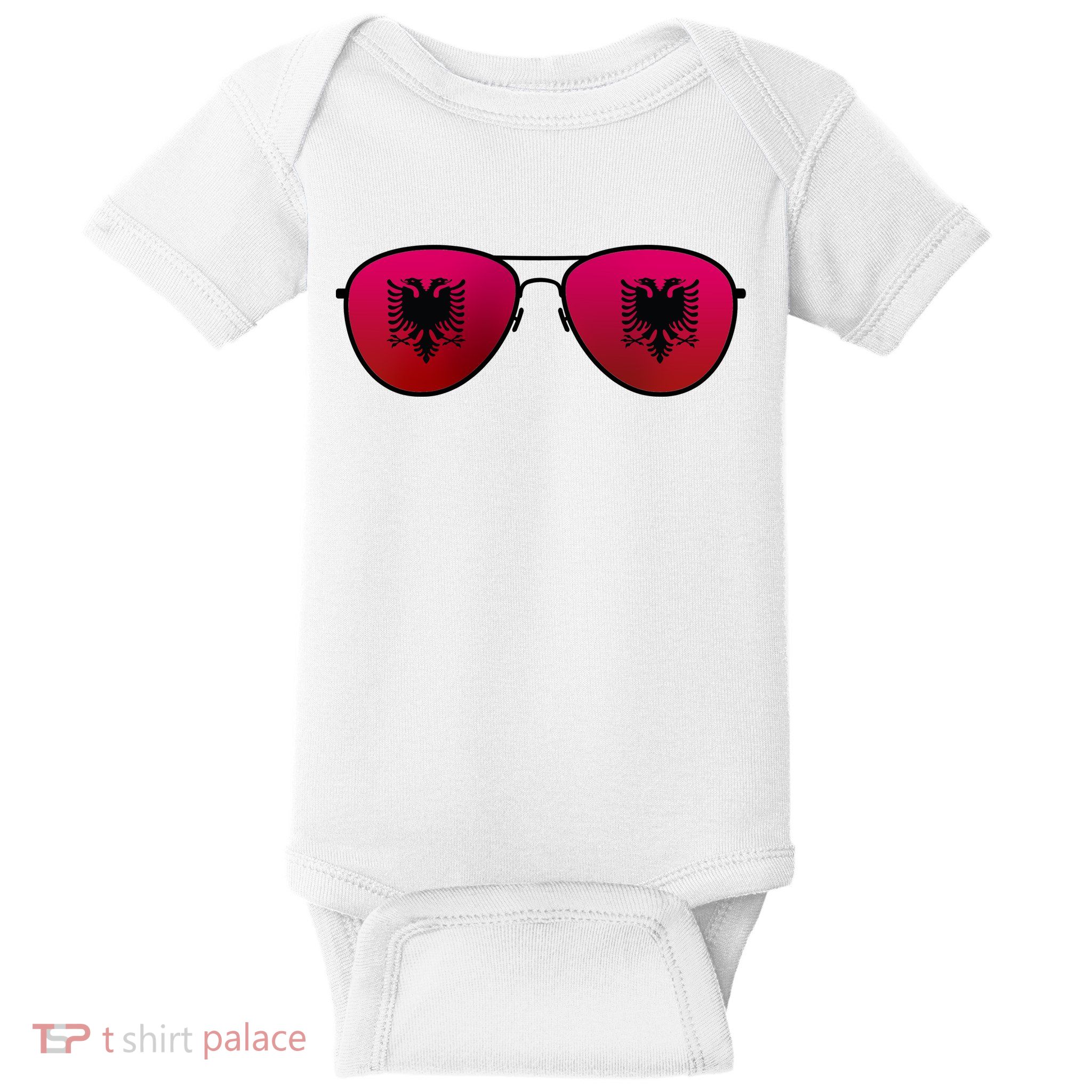 Albania Flag Aviator Sunglasses Baby Bodysuit
