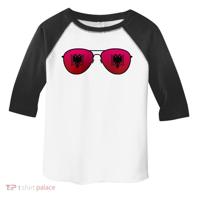 Albania Flag Aviator Sunglasses Toddler Fine Jersey T-Shirt