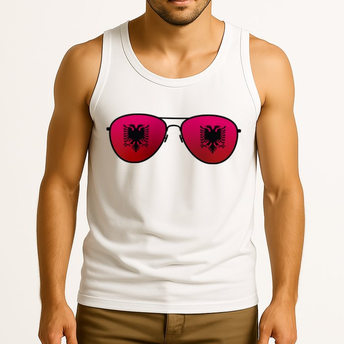 Albania Flag Aviator Sunglasses Tank Top