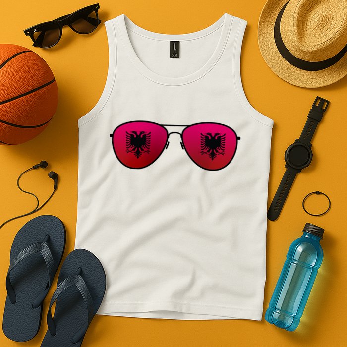 Albania Flag Aviator Sunglasses Tank Top