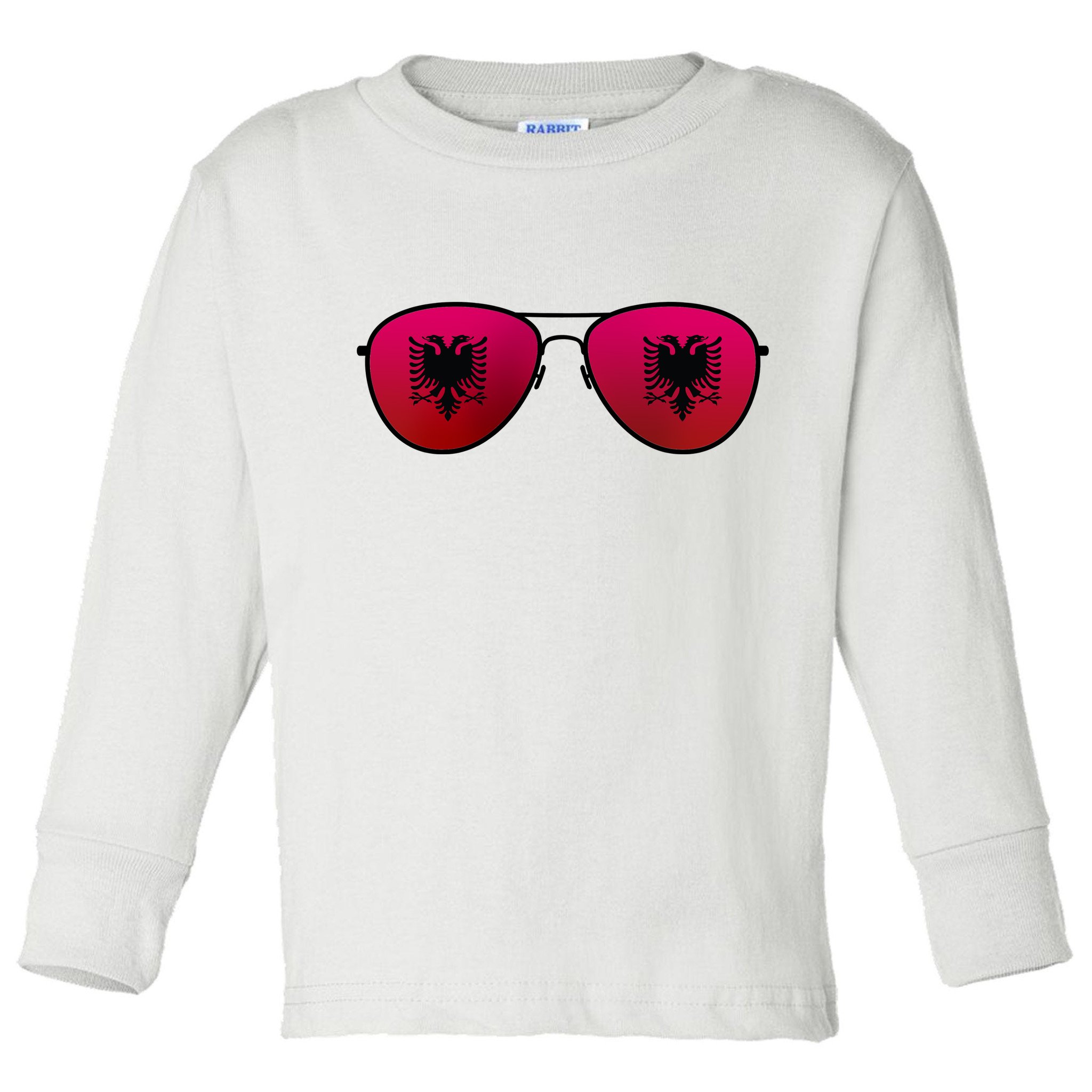 Albania Flag Aviator Sunglasses Toddler Long Sleeve Shirt