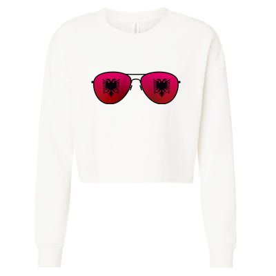 Albania Flag Aviator Sunglasses Cropped Pullover Crew