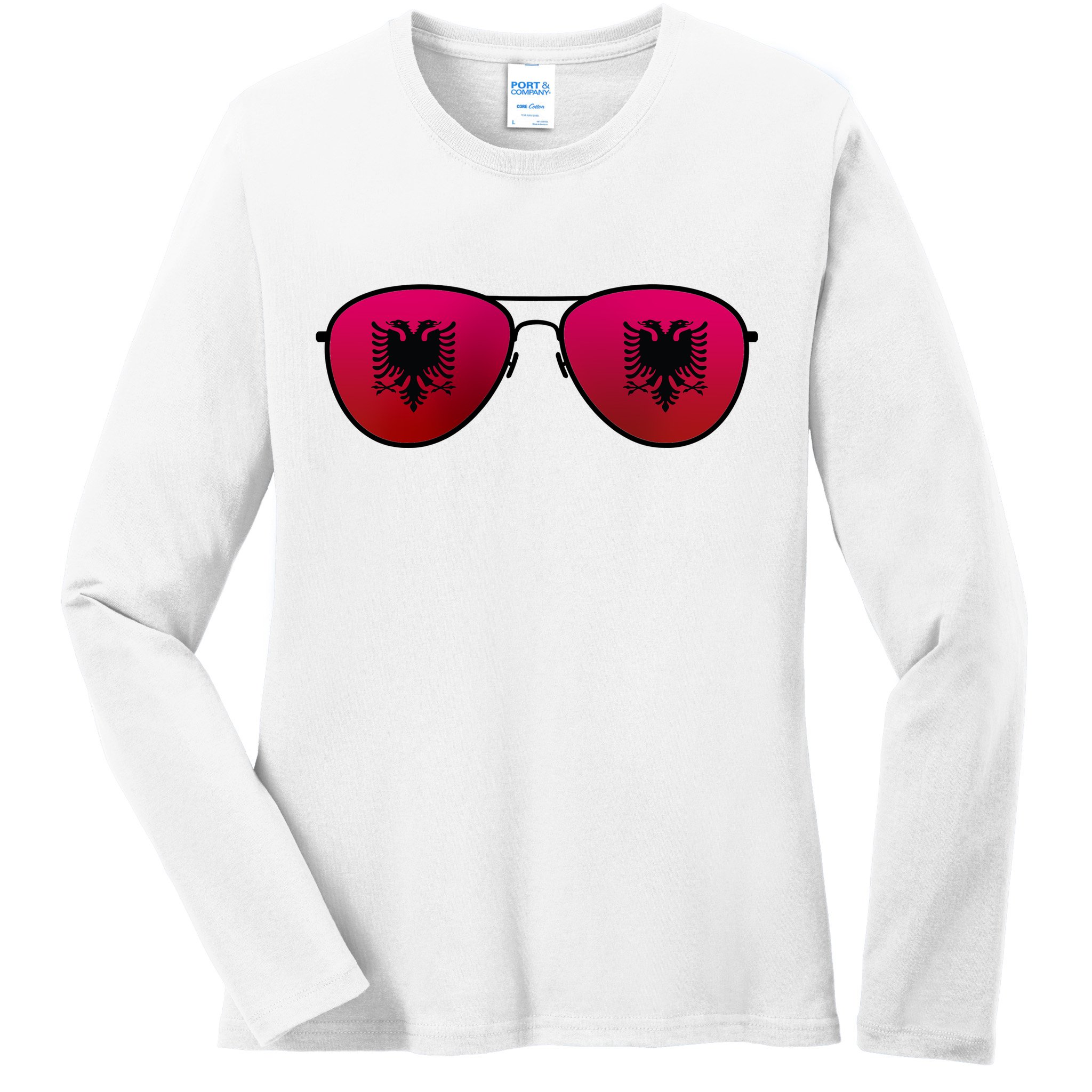 Albania Flag Aviator Sunglasses Ladies Long Sleeve Shirt