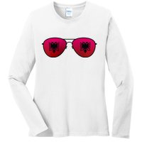 Albania Flag Aviator Sunglasses Ladies Long Sleeve Shirt