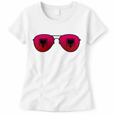 Albania Flag Aviator Sunglasses Womens T-Shirt