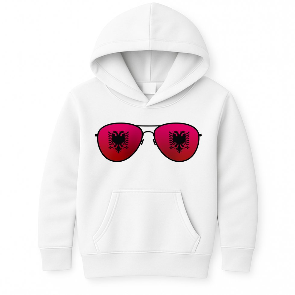 Albania Flag Aviator Sunglasses Kids Hoodie