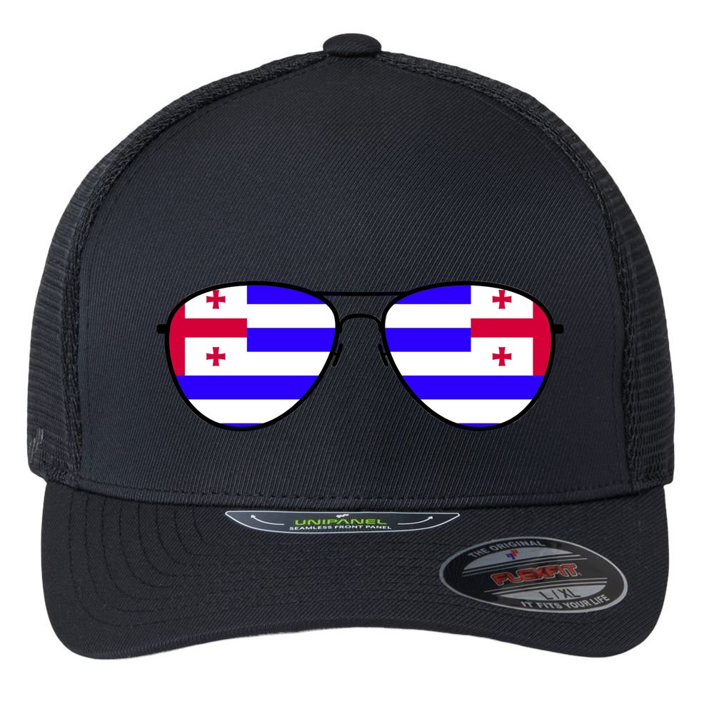 Ajaria Flag Aviator Sunglasses Flexfit Unipanel Trucker Cap