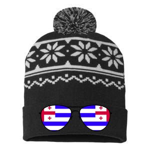 Ajaria Flag Aviator Sunglasses USA-Made Snowflake Beanie