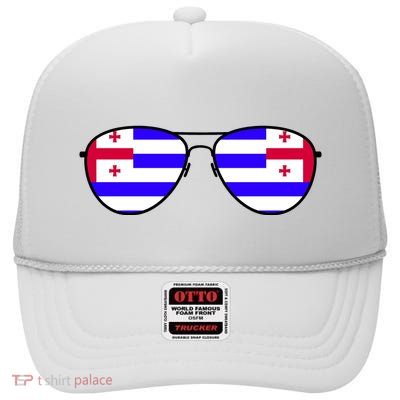 Ajaria Flag Aviator Sunglasses High Crown Mesh Back Trucker Hat