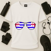 Ajaria Flag Aviator Sunglasses Cooling Performance Crew T-Shirt